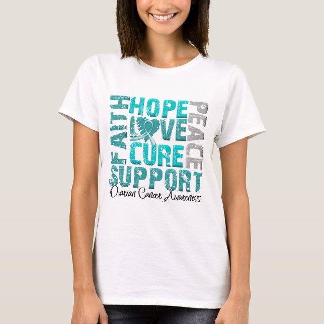Hope Love Cure Ovarian Cancer Awareness T-Shirt (Vorderseite)