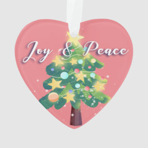 Hope Love Jove Peace Carton Arbre de Noël rose
