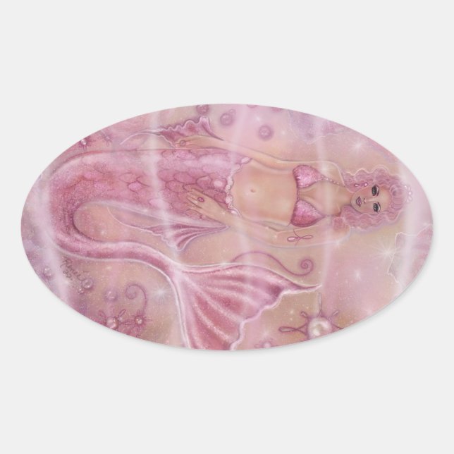 Hope Mermaid von Renee L. Lavoie Ovaler Aufkleber (Vorderseite)
