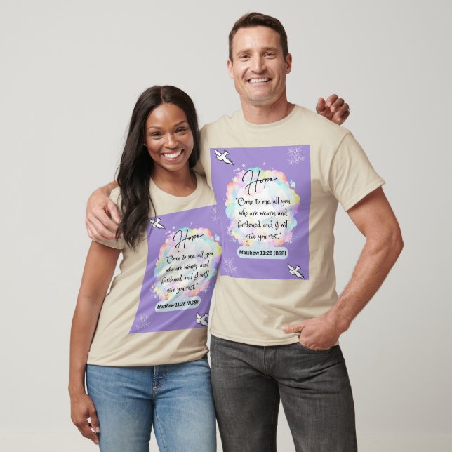 Hope Message - Matthew 11-28 - Short Sleeve Tan T-Shirt (Unisex)