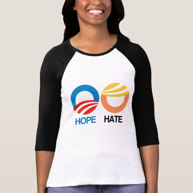 HOPE (Obama) gegen HATE (Trump) T-Shirt (Vorderseite)