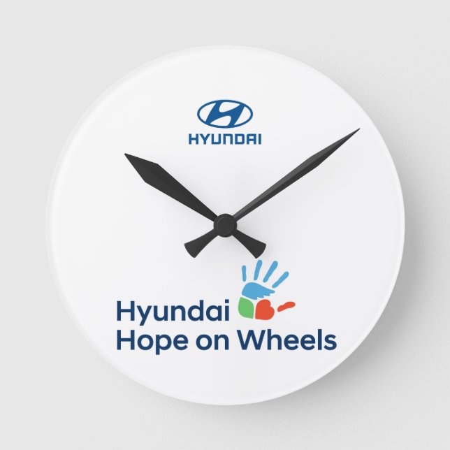Hope On Wheels Logo T-Shirt Runde Wanduhr (Vorderseite)