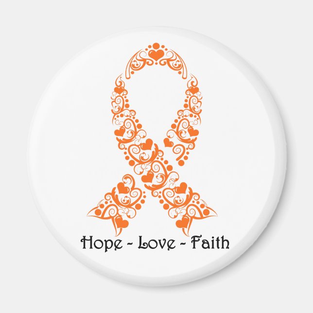 Hope Orange Awareness Ribbon Magnet (Vorne)