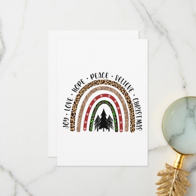 Hope Peace Liebe Joy Rainbow Christmas Dankeskarte (Vorderseite/Rückseite Beispiel)