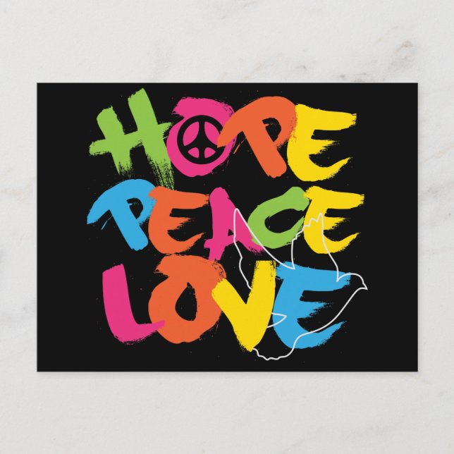 Hope Peace Liebe Postkarte (Vorderseite)