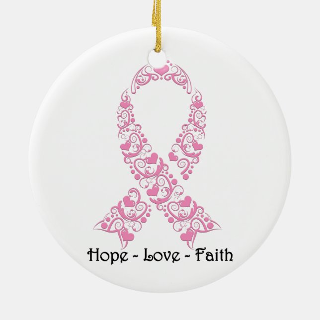Hope Pink Awareness Ribbon Keramikornament (Hinten)