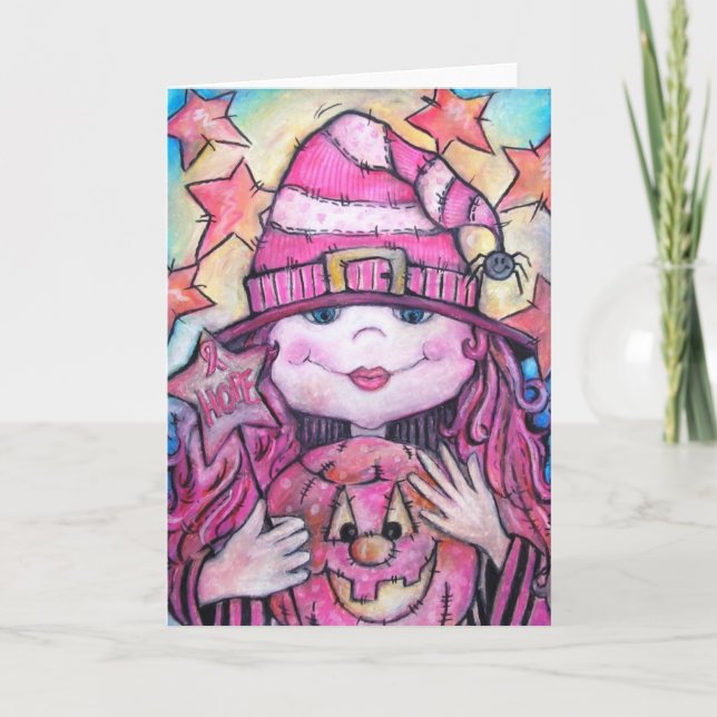 Hope Pink Halloween Hexe Karte (Vorderseite)