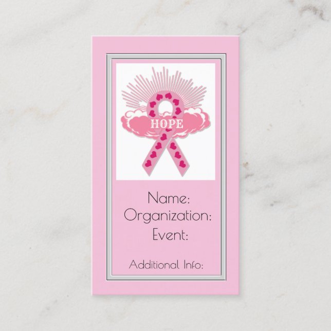 Hope Pink Ribbon Carte de visite 2 (Devant)