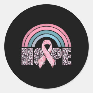 Hope Pink Ribbon Leopard Brustkrebs Bewusstsein W Runder Aufkleber