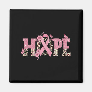 Hope Pink Ribbon Leopard Print Blume Magnet