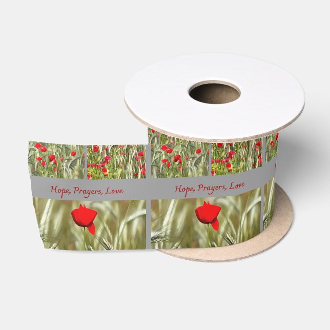Hope Prayers Liebe Bereavement Card mit Mohn Satinband (Spule)