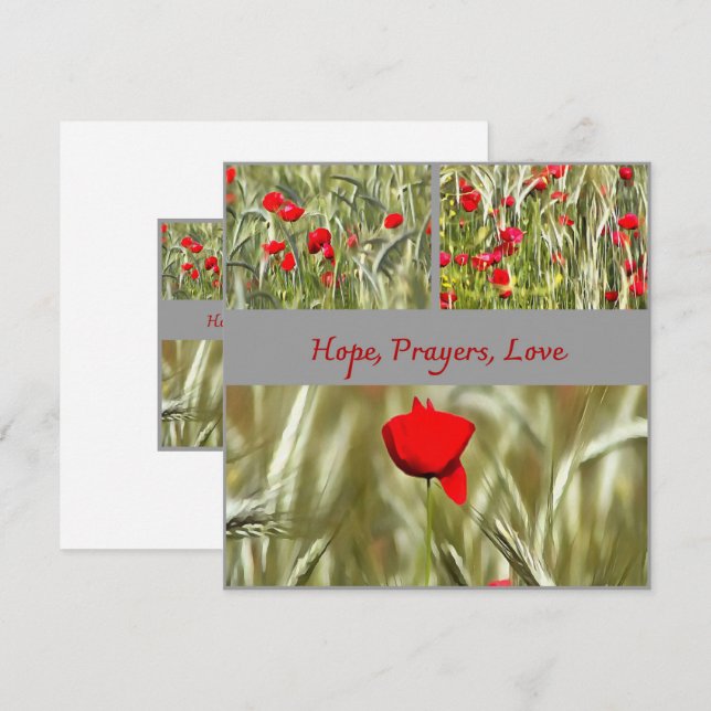 Hope Prayers Liebe Bereavement Card mit Mohn Save The Date (Vorne/Hinten)