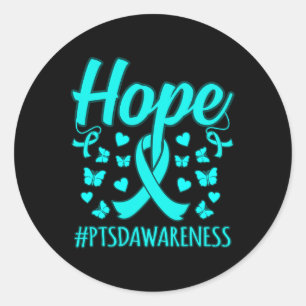 Hope Ptsd Stress Awareness Ribbon Unterstützung Gr Runder Aufkleber