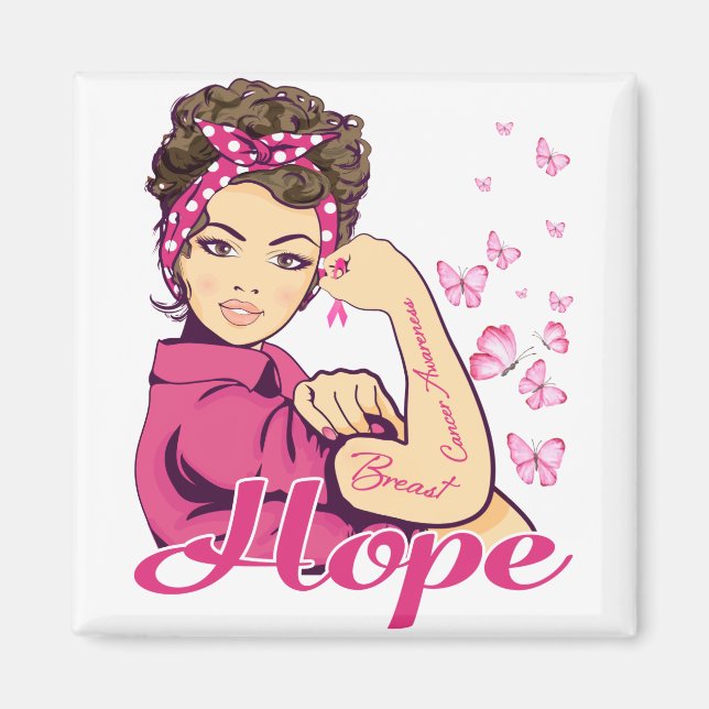 Hope Rosie Riveter Breast Cancer Awareness Magnet (Vorne)