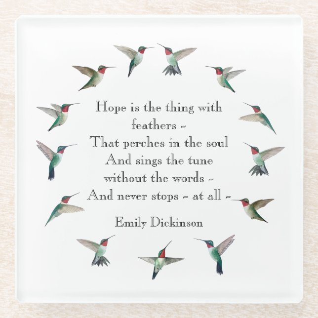 "Hope" Ruby-throated Hummingbirds Glass Untersetze Glasuntersetzer (Vorderseite)