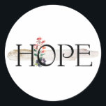 Hope Sticker<br><div class="desc">Eine hübsche Grafik über einem Sandstreifen und eine kleine Aquarelldekoration vervollständigen die Positivitätsbotschaft HOPE,  leicht zu bedienen und im Kopf leicht zu bedienen. Geht mit jeder Gelegenheit und ruft nach einem Aufkleber.</div>