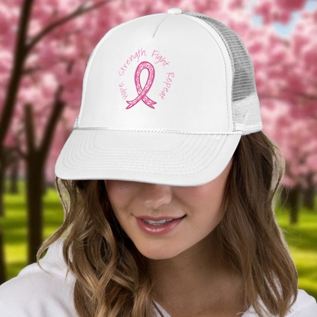 Hope Strength Fight Repeat Pink Ribbon Fighters Truckerkappe (Von Creator hochgeladen)