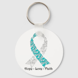 Hope Teal and White Hope Love Faith Schlüsselanhänger