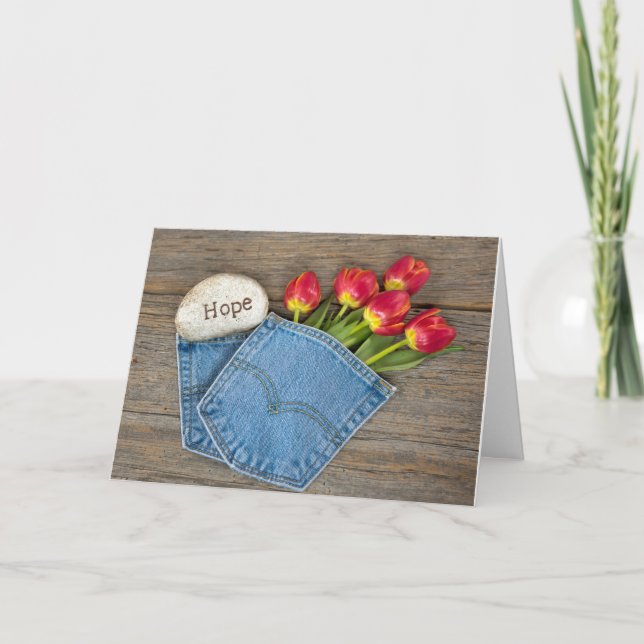Hope Tulpen in Blue-Jean-Tasche Karte (Vorderseite)