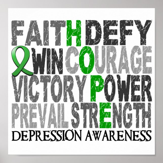 Hope Word Collage Depression Poster (Vorne)