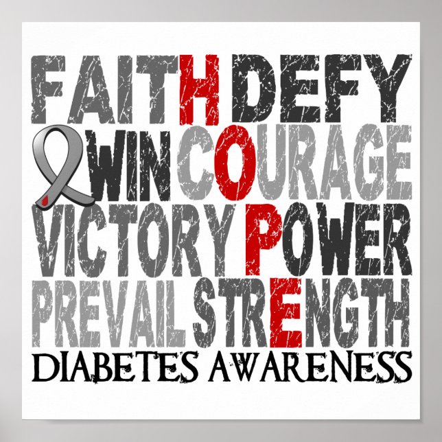 Hope Word Collage Diabetes Poster (Vorne)