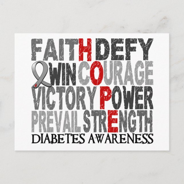 Hope Word Collage Diabetes Postkarte (Vorderseite)