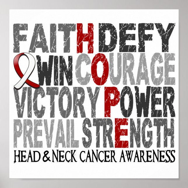 Hope Word Collage Head Neck Cancer Poster (Vorne)