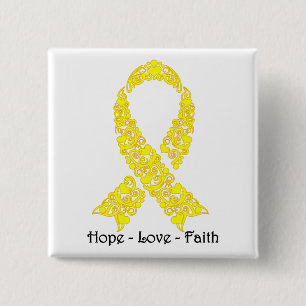 Hope Yellow Awareness Ribbon Button