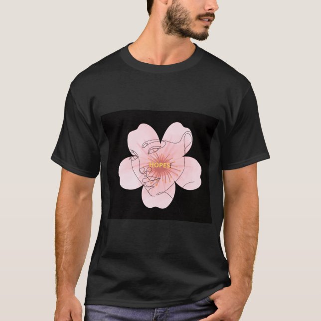 HOPES! – portrait floral minimal T-Shirt (Vorderseite)