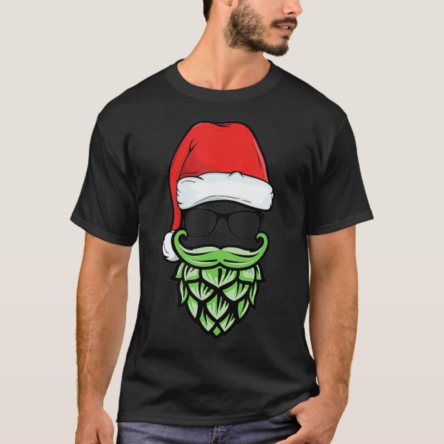Hopfen Bart Hipster Weihnachtsbäume Lover T-Shirt (Vorderseite)