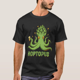 Hopfen Betrunkener Kraken Hotopus Trinkbier für Bi T-Shirt
