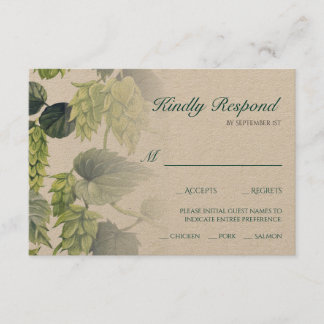 Hopfen, Bier-Hochzeitskollektion RSVP Karte