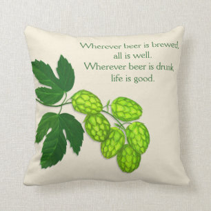 Hopfen Blume und Bier-Zitatthrow-Kissen Kissen