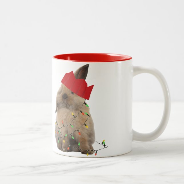 Hopfenreiche Weihnachtshäschen-Tasse Zweifarbige Tasse (Rechts)