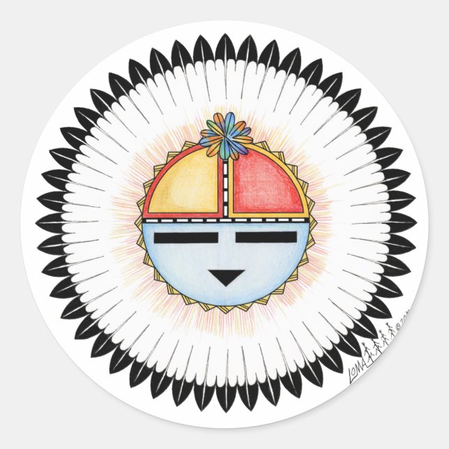 Hopi Dawa (Sun) Runder Aufkleber (Vorderseite)