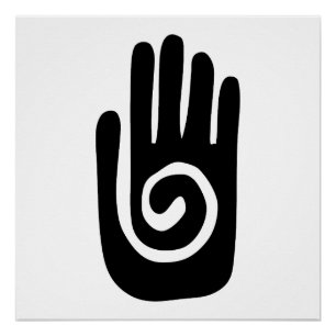 Hopi-Hand-Symbol heilt Spirale Handfläche Native A Poster