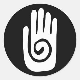 Hopi-Hand-Symbol heilt Spirale Handfläche Native A Runder Aufkleber