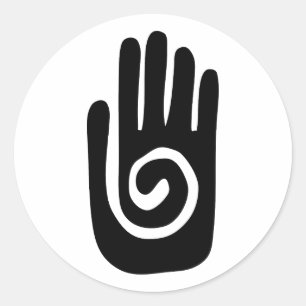 Hopi-Hand-Symbol heilt Spirale Handfläche Native A Runder Aufkleber
