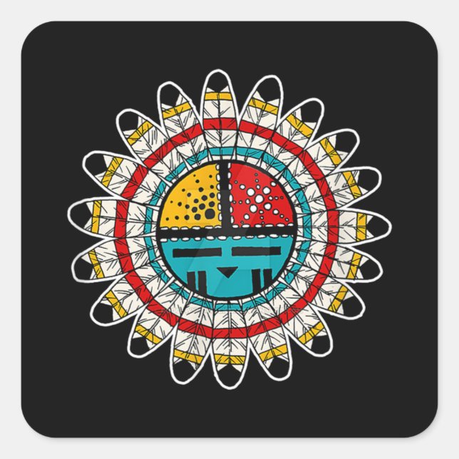 Hopi Kachina Native American Quadratischer Aufkleber (Vorderseite)