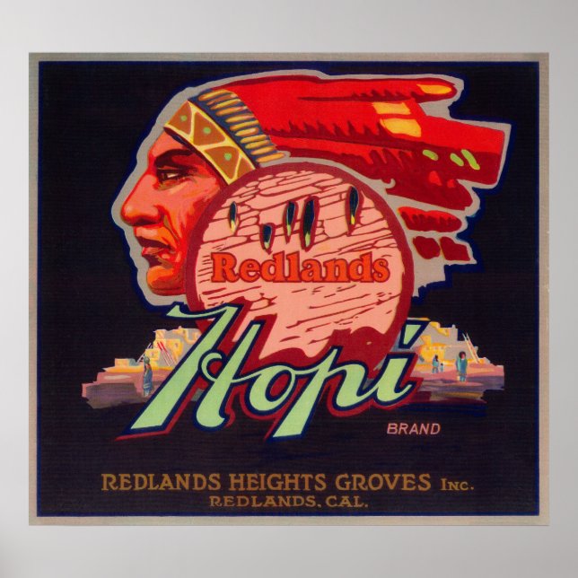 Hopi Orange LabelRedlands, CA Poster (Vorne)