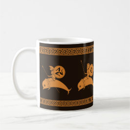 Hoplites reiten Dolphinen alte griechische Töpferk Kaffeetasse