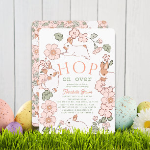 Hopp drauf los Boho-Blumen-Mädchen-Baby-Party Einladung