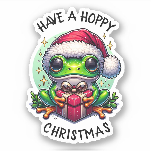 Hoppe Weihnachten | Froschpuppe Aufkleber (Vorderseite)