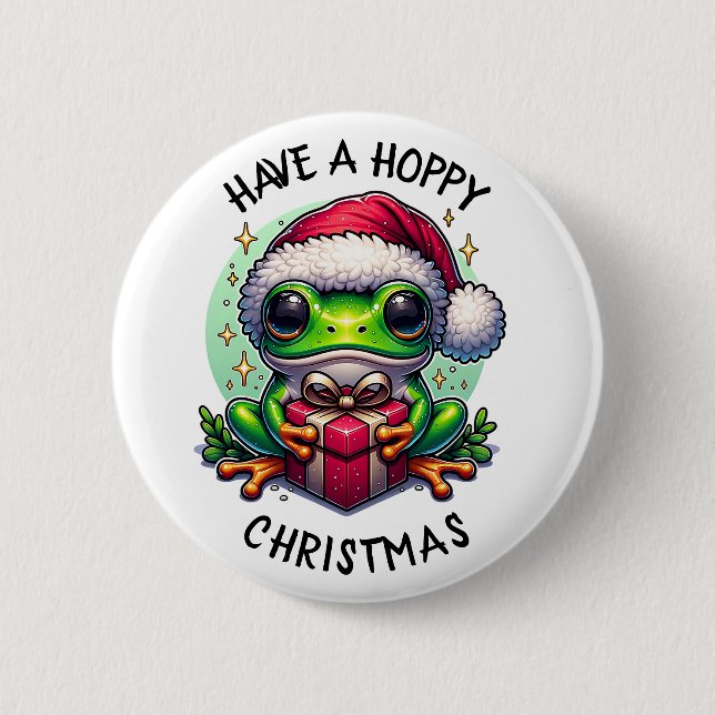 Hoppe Weihnachten | Froschpuppe Button (Vorderseite)