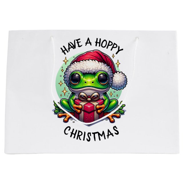 Hoppe Weihnachten | Froschpuppe Große Geschenktüte (Vorderseite)