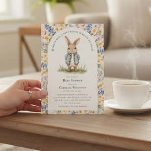 Hoppelnder Wasserfarben-Hasen-Baby-Einladung Einladung