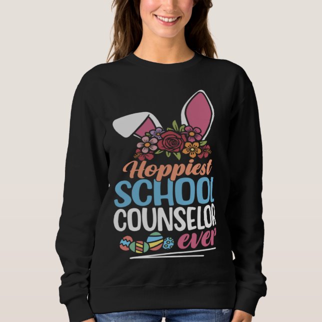 Hoppiest School Counselor Ever Bunny Ear Red Plaid Sweatshirt (Vorderseite)
