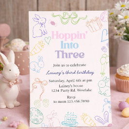 Hoppin’ Into Three Birthday Invitation – Bunny 3rd Einladung