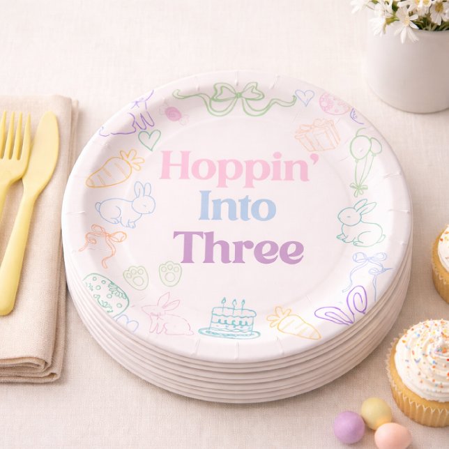 Hoppin’ Into Three Birthday plates– Bunny 3rd  Pappteller (Von Creator hochgeladen)