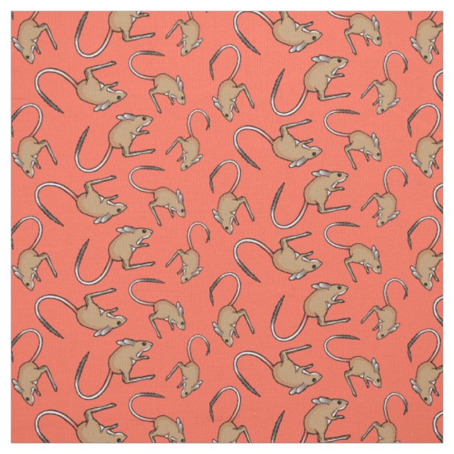 Hopping Maus orange braunes Gewebe Stoff (Muster)